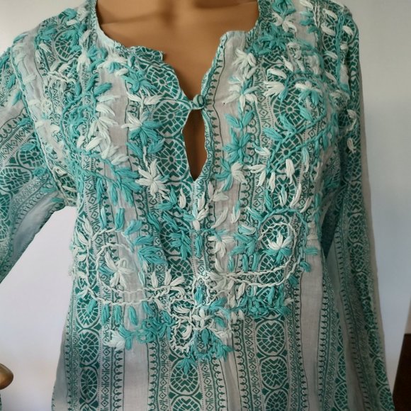 Raj Tops Raj Womens Embroidered Lightweight Tunic Size Xl Light